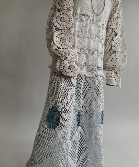 【RE;CIRCLE】 RE Crochet Lace Patchwork One-piece / 220526-006