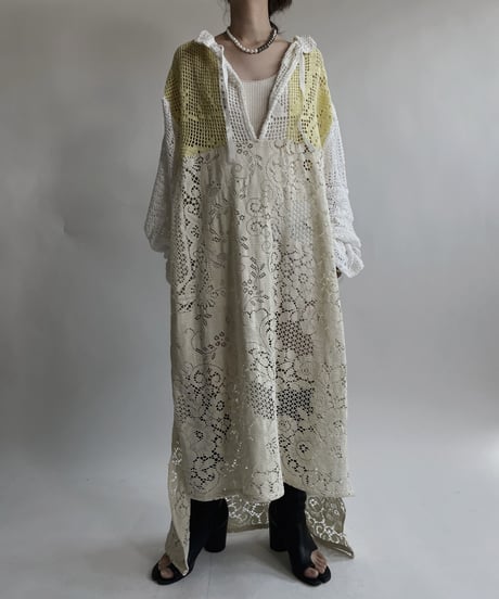 【RE;CIRCLE】 RE Crochet Lace Open Collar One-piece / 220427-032