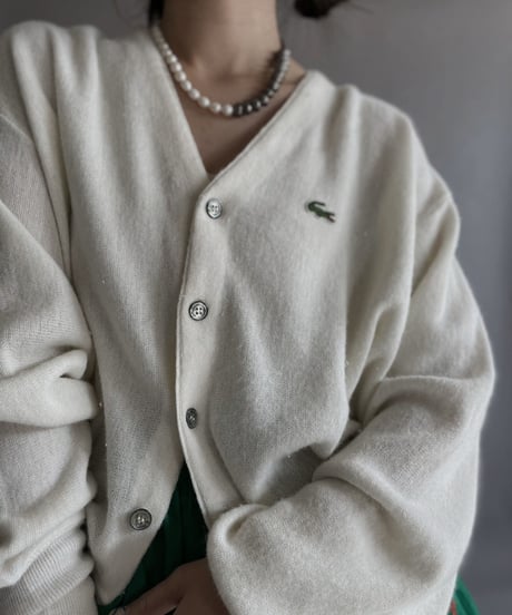 【USED】 IZOD Lacoste Acrylic Knit Cardigan White / 230128-019