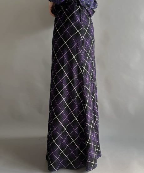 【USED 】Made in USA Check Patterned Long Skirt/ 231216-007