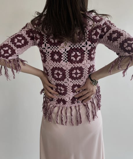 【USED】 Crochet Middle Sleeves Cardigan / 220430-010