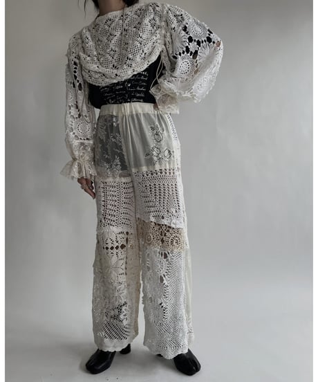 【RE;CIRCLE】 RE Crochet Lace Drawcord Top / 220526-039