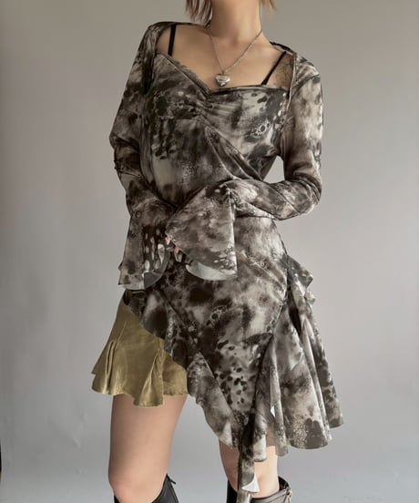 【USED】 Sheer Asymmetry Design Top /251206-021