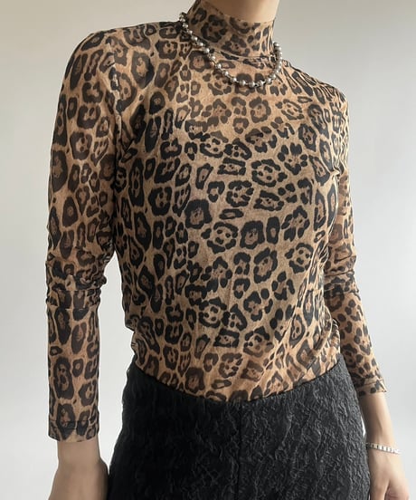 【USED】 Leopard Pattern Sheer Top /250301-005
