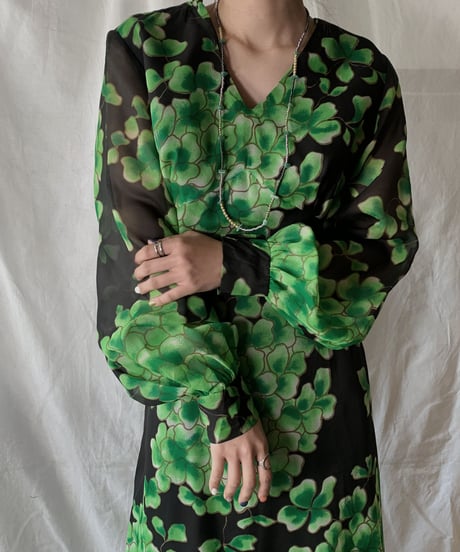 【USED】  Clover Patterned Poly EURO Dress/210407-020