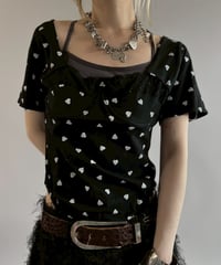 【USED】 Heart Pattern Leotard T-Shirt / 260704-020