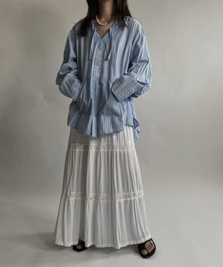 【USED】 White Cotton Long Skirt / 220611-007