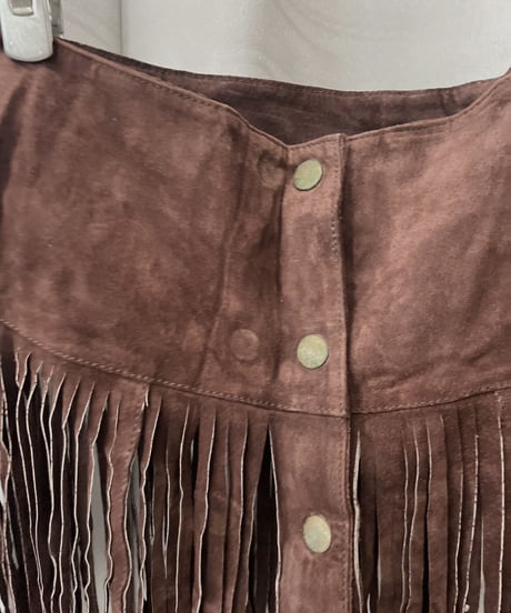 【USED】 Suede Leather Skirt Brown / 230304-011