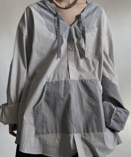 【RE;CIRCLE】 RE Stripe Shirt Mexican Hoodie / 220423-031