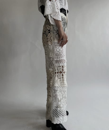 【RE;CIRCLE】 RE Crochet Lace Patchwork Pants / 220526-037