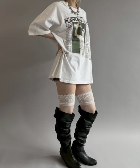 【USED】 97's Made in USA Hanes Baseball Newspaper T-Shirt / 260607-027