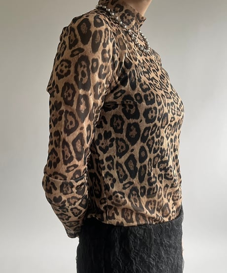 【USED】 Leopard Pattern Sheer Top /250301-005