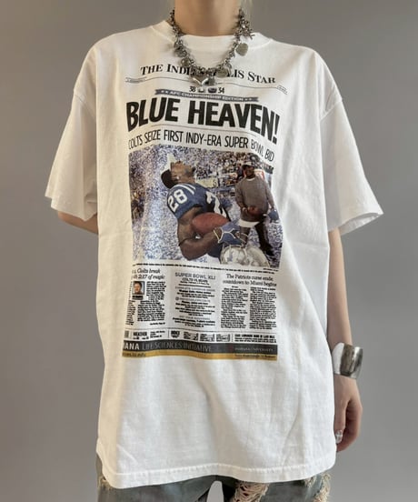 【USED】 07's GILDAN American Football Newspaper T-Shirt / 260607-015
