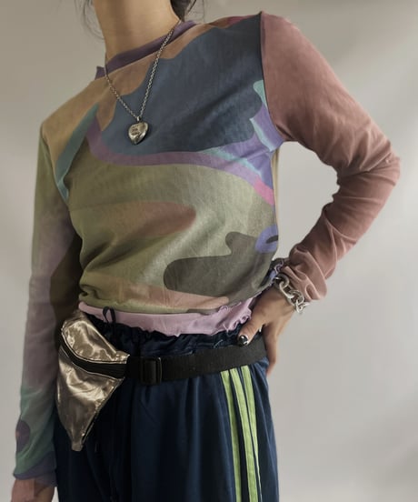 【USED】L/S Patterned Sheer Top / 231009-003