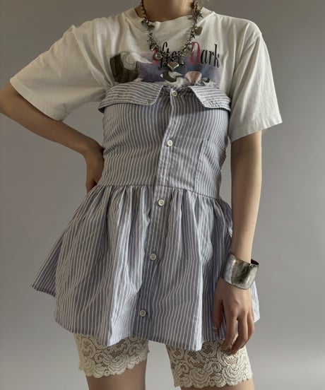 【RE;CIRCLE】  RE Stripe Shirt Mini One-Piece / 260611-005