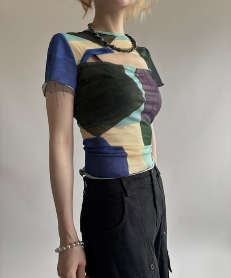 【USED】 Design S/S Sheer Top  / 250531-006