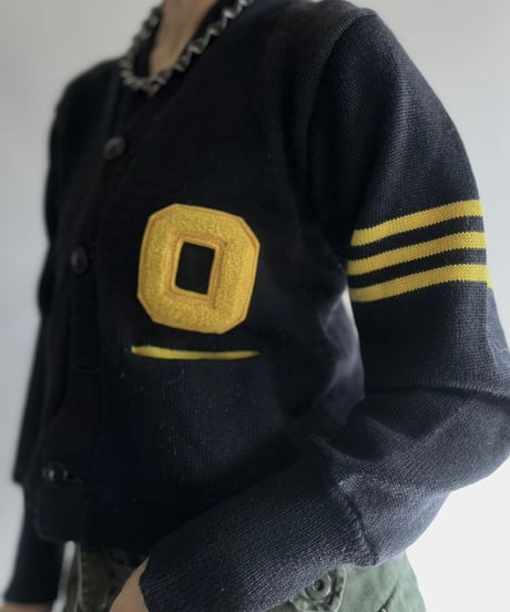 【USED】 Vintage Wool Lettered Cardigan/241130-010