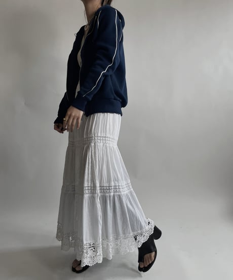 【USED】 White Cotton Long Skirt / 220423-040