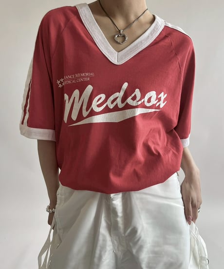 【USED】 Made in USA V-Neck Medsox Ringer T-Shirt /250503-003