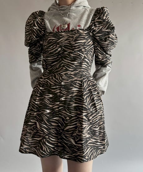 【USED】 Puff sleeves zebra Mini One‐Piece /250927-016