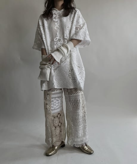 【RE;CIRCLE】 RE Crochet Lace S/S Hoodie / 220427-026