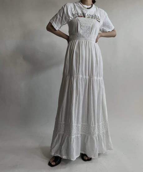 【USED】 White Cotton Camisole One-piece / 220423-014