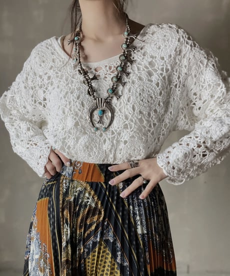 【USED】　Crochet Knit L/S Top/ 220220-022