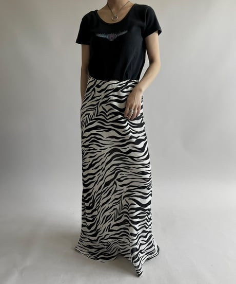 【USED】 Zebra Pattern Long Skirt /250426-016