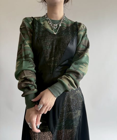 【USED】 Lace Pattern Camisole Long One-Piece   /250412-038