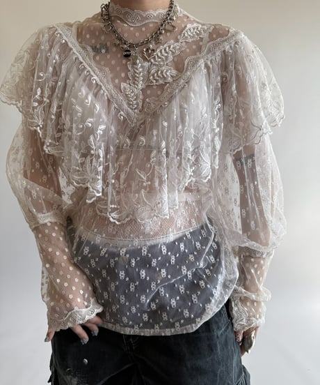 【USED】 Lace Pattern L/S Top  /250322-034