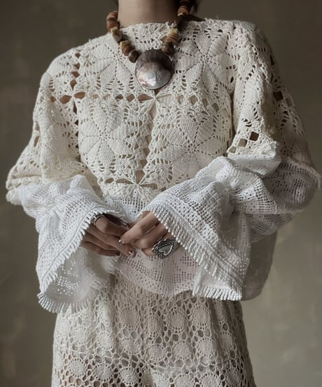 【RE;CIRCLE】 RE Crochet Patchwork L/S Top⑤/20220317-007
