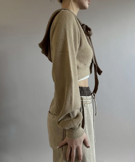 【RE;CIRCLE】 RE Hooded Acrylic Short Cardigan / 260205-001