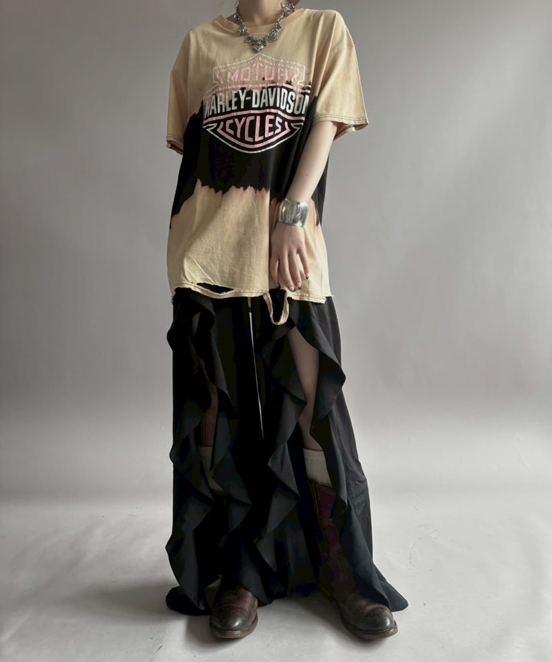 USED】 HARLEY-DAVIDSON Tie-Dye Damage Tee / 260