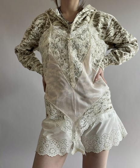 【USED】 Lace Lingerie Leotard Camisole Top / 260314-022