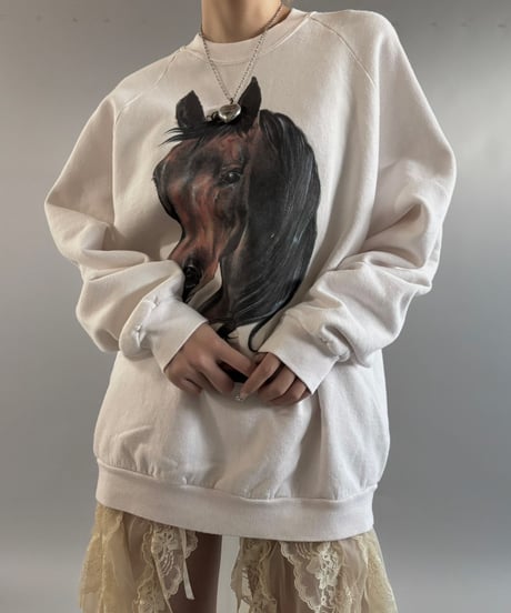 【USED】 90's Screen Stars Horse Sweat Top  /250927-022