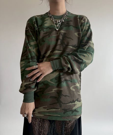 【USED】 Camo Waffle L/S Top /250412-039