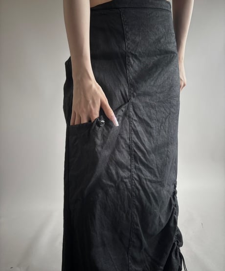 【USED】 Made in France Linen100% Pocket Design Skirt /250802-010