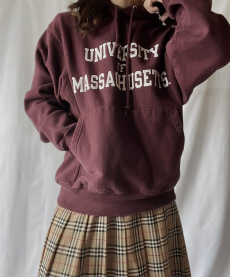 【USED】   Champion Revers Weave Hoodie UNIVERCITY OF MSSACHUSETTS/211028-006