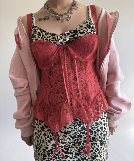 【USED】 Lace Pattern Corset Camisole Top  /250322-028