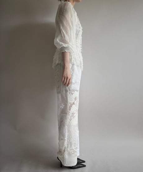 【RE;CIRCLE】 RE Crochet Lace Patch work Pants / 250731-010