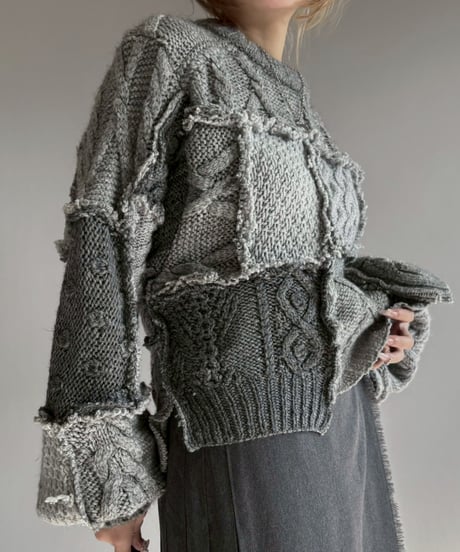 【RE;CIRCLE】 RE Aran Knit Patchwork Pullover Top / 251218-004