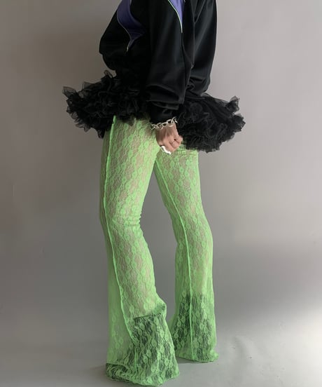 【USED】 Lace Patterned Sheer Flare Pants / 241116-023