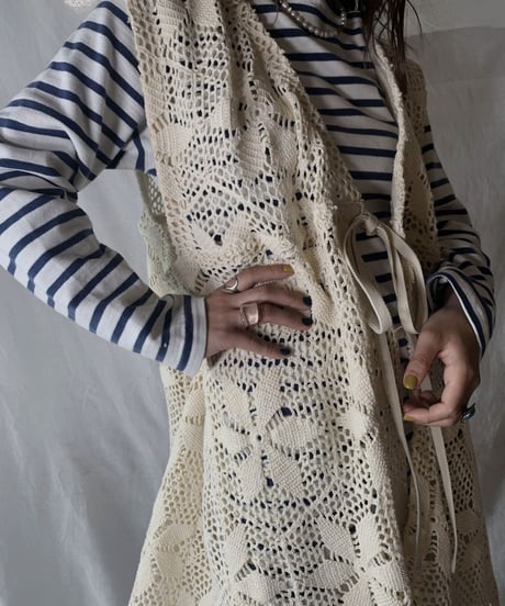 【RE;CIRCLE】  RE Crochet Long Vest /210512-004