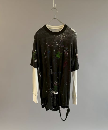 【USED】 Damage Paint T-shirt&Thermal Top /260607-030