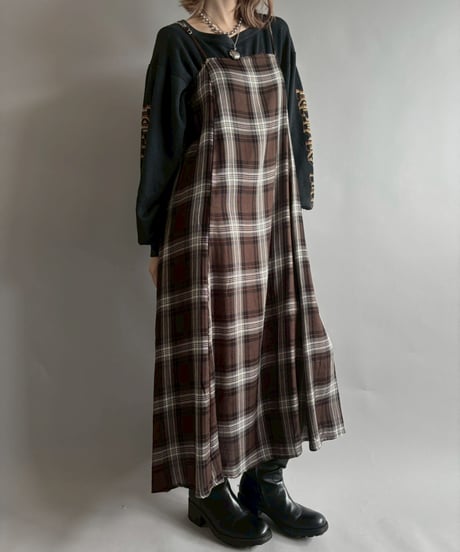 【USED】 Checked Camisole Long One-Piece  /251004-010