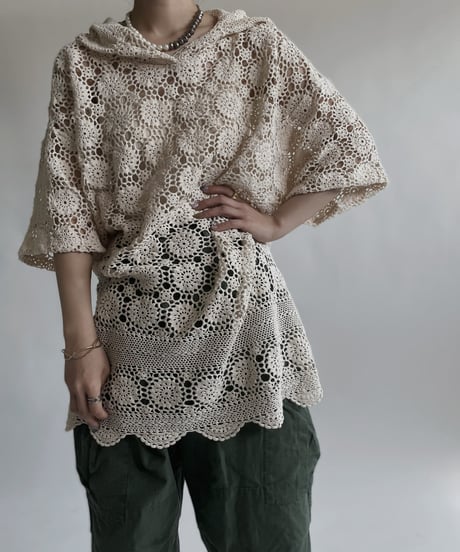 【RE;CIRCLE】 RE Crochet Lace S/S Hoodie / 220427-028