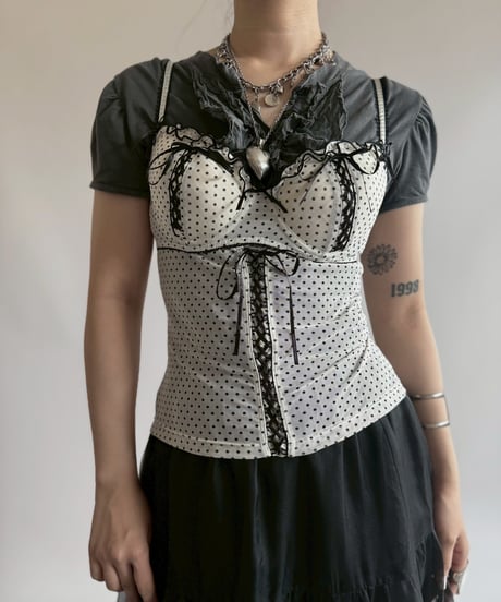 【USED】 Dot Pattern Sheer Camisole Bra Top  / 250705-016
