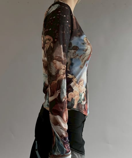 【USED】 Angel Pattern Sheer Top /250927-017