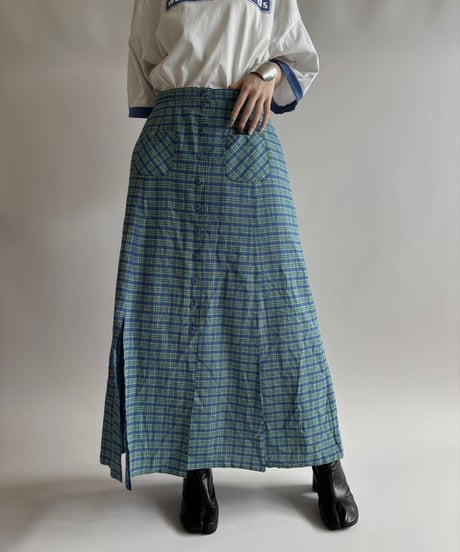 【USED】  Checked Long Skirt/250823-003