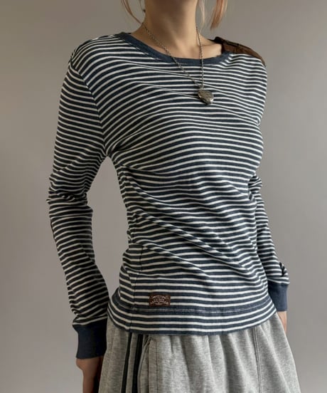 【USED】 Laure Ralph Lauren L/S Border Top / 260104-009